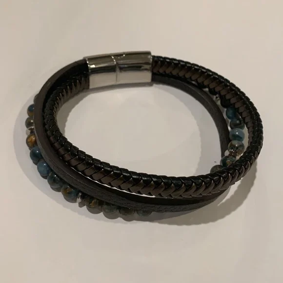 NWOT | Men's Layered Bracelets Leather - Picture 3 of 5